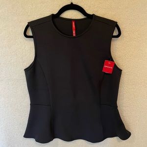 Spanx Peplum Top CL Navy Blue Sleeveless NWT